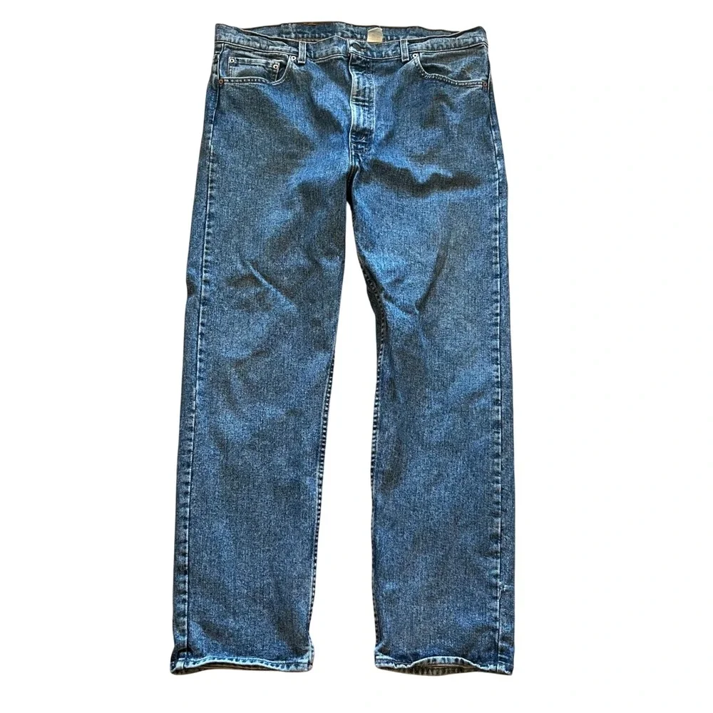Vintage Levis 505 Regular Fit Jeans Mens‎ 42x32 Medium Wash Blue Denim 90s USA